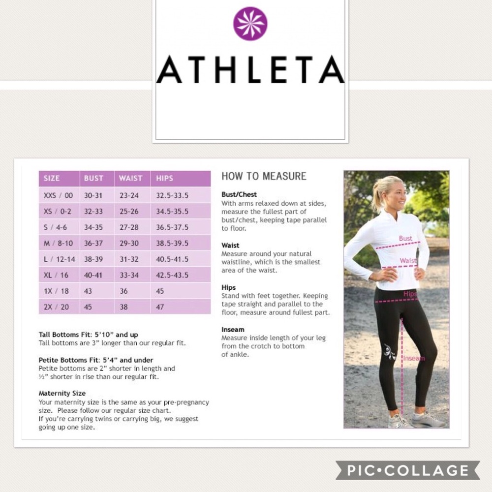 ATHLETA Lサイズ Athleta | Other | Athleta How To Measure Chart | Poshmark